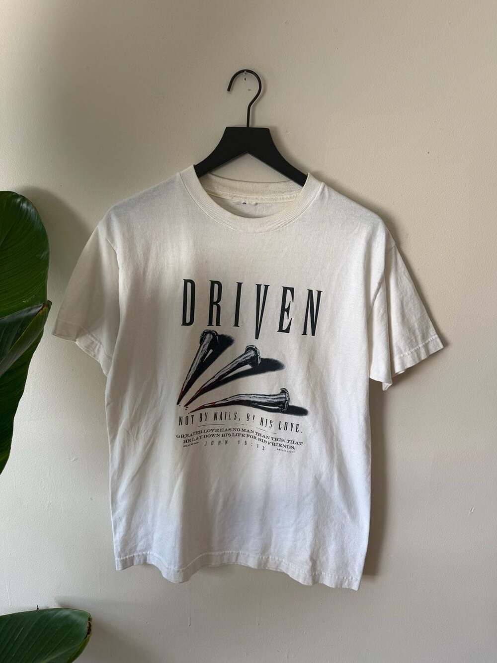 Air Waves Driven Jesus T-Shirt Size XL White Not By Nails By His Love